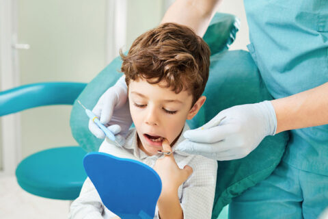 A boy having his dental checkup