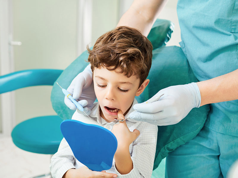A boy having his dental checkup