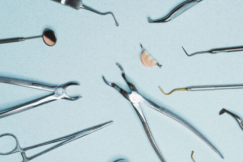 Dental tools on a table