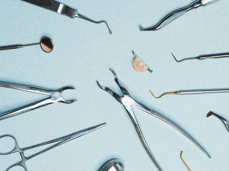 Dental tools on a table