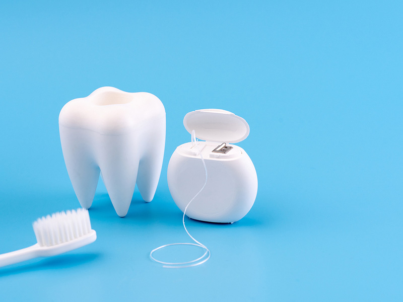 A tooth prototype with dental floss